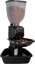 Automatic Dog & Cat Food Feeder with Water Dispenser – Smart Pet Feeder with Portion Control, OLED Display, Anti Jam Design, Battery Operated Dispenser for Medium/Large Pets - Black