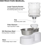 Sfozstra Automatic Gravity Dispenser for Cats: 4L White Stainless Steel Water Bowl Feeder - Great for Family Homes and Outdoor Activities