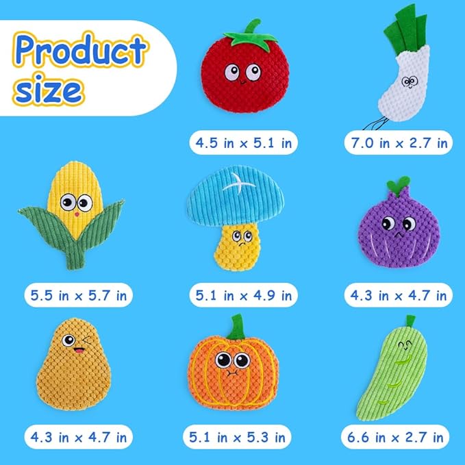 Dog Toys No Stuffing, 8 Pack Dog Squeaky Toy, Crinkle Plush Chew Toy for Small, Medium Breeds, Flat Stuffless Puppy Cute Durable Interactive Toys for Aggressive Chewers