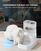 PAWGETHER® Gravity Cat Water Dispenser with 6 Pcs Filters Pet Waterer for Cats and Small to Medium Sized Dogs 1 Gallon/3.5L
