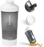 PAWGETHER® 4-in-1 Dog Water Bottle with Leak-Proof Portable Pet Water Bottle & Food Container & Poop Bag Dispenser & Built in Bowl for Outdoor Walking,Hiking,Travel(15oz for Water 5 oz for Food,Grey)