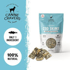 Canine Cravers Single Ingredient Dog Treats – Wild Caught Crispy Cod Skins - Human Grade Air Dried Hypoallergenic Pet Food – Grain, Gluten, and Soy Free – 100% All Natural – 4 oz