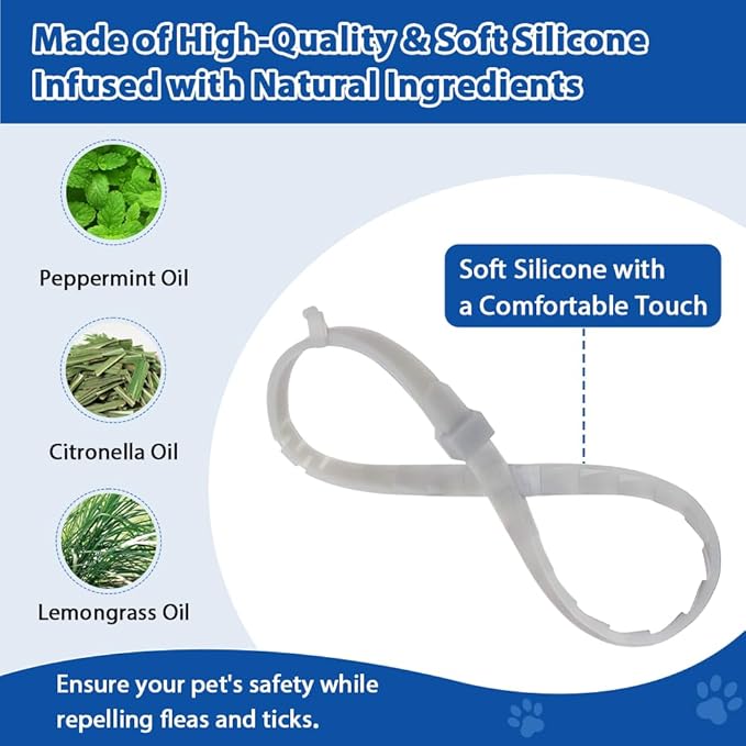 4 Pack Adjustable Flea and Tick Collar for Cats, Natural Plant Oil Formula Cat Flea Collar Provides 32-Month Protection for Flea Tick, Glow-in-The-Dark & Waterproof Cat Flea Treatment for All Cats