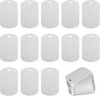 MECCANIXITY Blank Dog Tags Rectangle Blank Aluminum Blank Keychains Laser Engraving Blanks ID Name Tag Metal Personalized Pet Tags for DIY Crafts Silver, 300 Pack