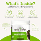 Dr. Joseph's VetPro Complete Advanced Powdered Pre & Probiotics for Dogs, 90 Scoops, Supports Gut Health, Diarrhea, Digestive Health & Seasonal Allergies, Chicken/Pumpkin Flavor, Add to Food