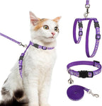 PAWCHIE Cat Harness with Leash and Collar Set - Escape Proof Adjustable H-shped Cat Harness with Star and Moon Pattern Glow in The Dark for Kitty Outdoor Walking