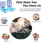 Pet Feeder and Water Food Dispenser Automatic for Dogs Cats, 100% BPA-Free, Gravity Refill, Easily Clean, Self Feeding for Small Large Pets Puppy Kitten Rabbit Bunny (E-Blue)