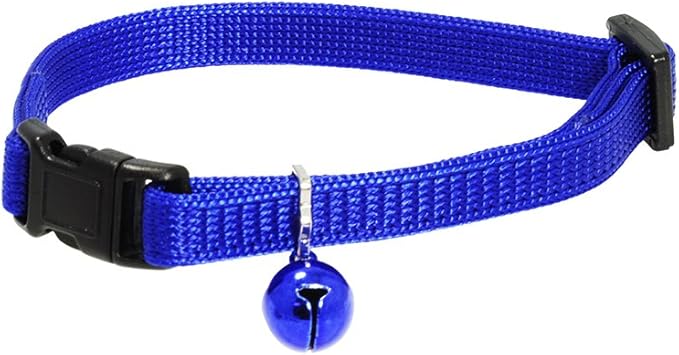 Blue Cat Collar. Safety Release Buckle.! Free Bell. Adjustable Collar 1 Size Fits All Cats.
