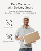 eufy Security Video Doorbell Camera E340 (Battery Powered) with Chime, Dual Cameras with Delivery Guard, 2K Full HD and Color Night Vision, HomeBase S380 Compatible, No Monthly Fee,2.4GHz WiFi