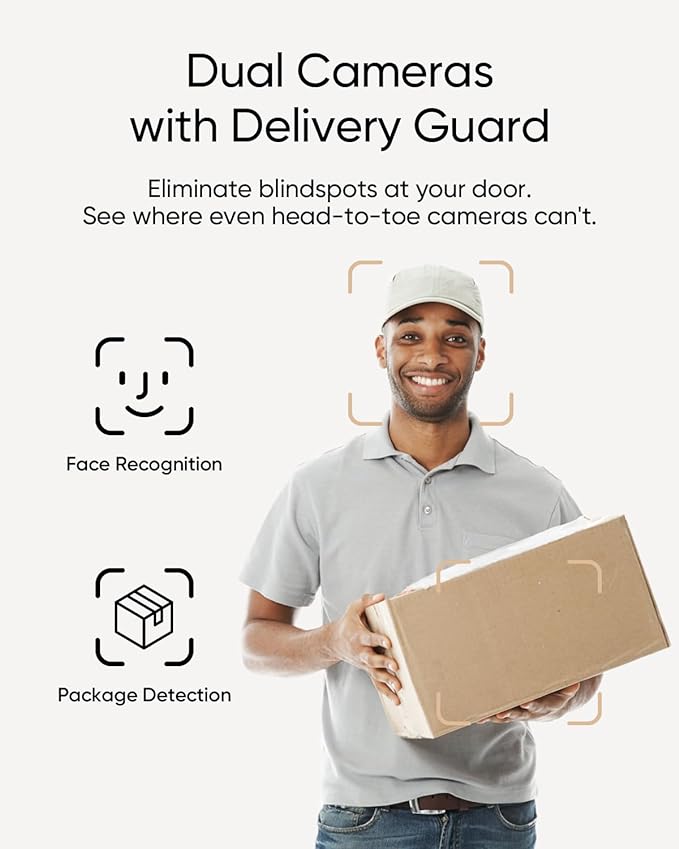 eufy Security Video Doorbell Camera E340 (Battery Powered) with Chime, Dual Cameras with Delivery Guard, 2K Full HD and Color Night Vision, HomeBase S380 Compatible, No Monthly Fee,2.4GHz WiFi