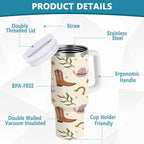 Boccsty Western Boho Print America Tribal Insulated Tumblers Reusable Stainless Steel Tumbler 30 oz Cup Coffee Travel Mug Water Bottle with Handle & Flip Straw for Home Office Car
