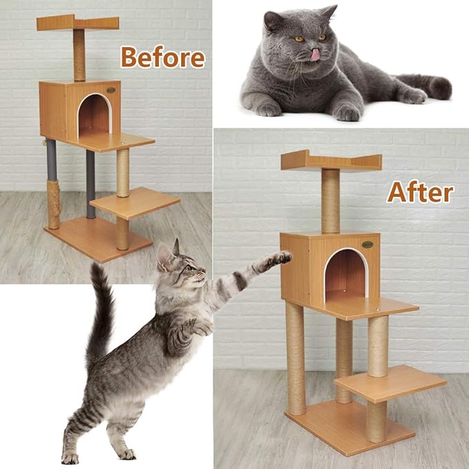 Sisal Rope 6mm for Cat Scratcher Repair and Replace Cat Scratching Post, DIY Scratching Furniture - Cat Tree, Scratch Carpet & Mat, Cat Kicker Toys, Gray 33ft/10m