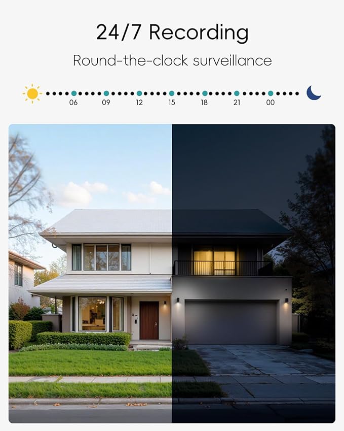 ZUMIMALL Cameras for Home Security 2-Pack (Black) - 2.4G/5G WiFi, Wired Camera for 24/7 Recording | Motion & Noise Detection, Auto Tracking, Cloud & No-Monthly-Fee SD Storage | Works with Alexa Google