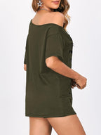 SOLY HUX Women's Off The Shoulder Tops Graphic Tees Y2k Vintage Gothic Oversized T Shirts Streetwear