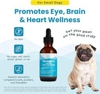 Wild-Caught Omega 3 Fish Oil for Dogs & Cats, Liquid EPA DHA Supplement for Skin, Coat, Joints & Heart, Low-Odor Omega 3 Drops for Small Dog Breeds & Cats with Itchy Skin, 2 oz