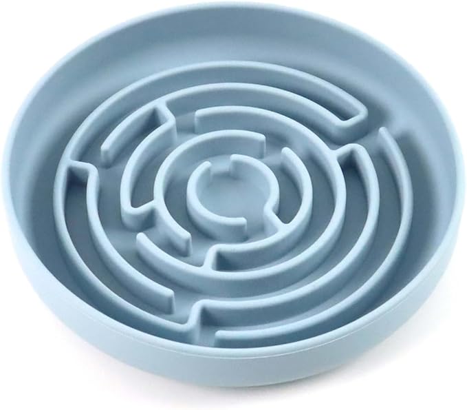 YINGFAN Slow Feeder Dog Bowls, Silicone Non-Slip Dog Slow Feeder Bowl, Puzzle Slow Eating Bowl for Medium to Small Dogs, Easy to Clean & Dishwasher Safe, 2 Cup, Blue