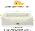 Orthopedic Washable Large Dog Bed - Egg Foam Dog Bed for Large and Medium Dogs Big Pet Beds with Removable Washable Cover and Bolster Non-Slip Bottom