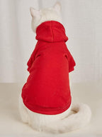 QWINEE Basic Dog Hoodie Sweatshirt Puppy Sweater Warm Cat Costumes Pet Clothes for Chihuahua Puppy Kitten Small Medium Dogs Red Large