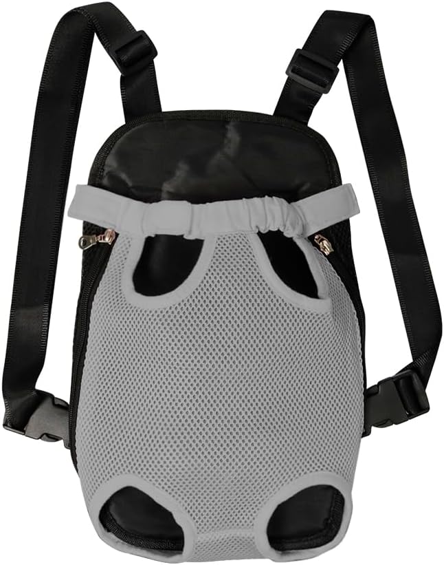 FEimaX Dog Carrier Backpack Pet Legs Out Front Cat Travel Bag, Adjustable Puppy Backpacks Carriers Hands-Free for Small Medium Dogs Cats Hiking Traveling Camping Daily Walking (Small, Grey)