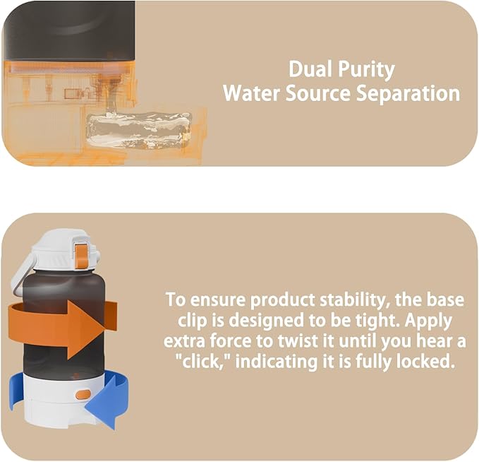 50oz Leakproof Dog Water Bottle for Hiking & Camping with Pet Sharing Technology - Dual Hydration Zones, Portable Dog Water Bottle, Travel Accessories for Humans and Pets, BPA Free, Gray