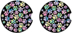 2 Pack Absorbent Car Coasters for Cup Holders,Gradient Colorful Dog paw Print Ceramic Coasters with Cork Back and Finger Slot,2.56" Auto Accessories for Women & Men.