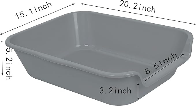 1 Pack Extra Large Dog Litter Box Pan Tray (ABS Material), Low Entry Jumbo Senior Litter Boxes for Multiple Kitten Big Cats, Pet Safe Indoor Dog Potty (Dark Gray, 20" L x 15" W)