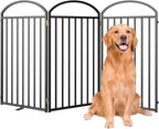 3 Panels Full Matel Freestanding Dog Gates with Door, 72"Extra Wide 36"Tall Free Standing Dog Pet Gate for Indoor & Outdoor. Foldable Pet Fences for Doorways, House, Stairs, Porch, Deck, Yard