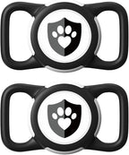 2 Pack Waterproof AirTag Dog Collar Holder for Apple Tracker Black
