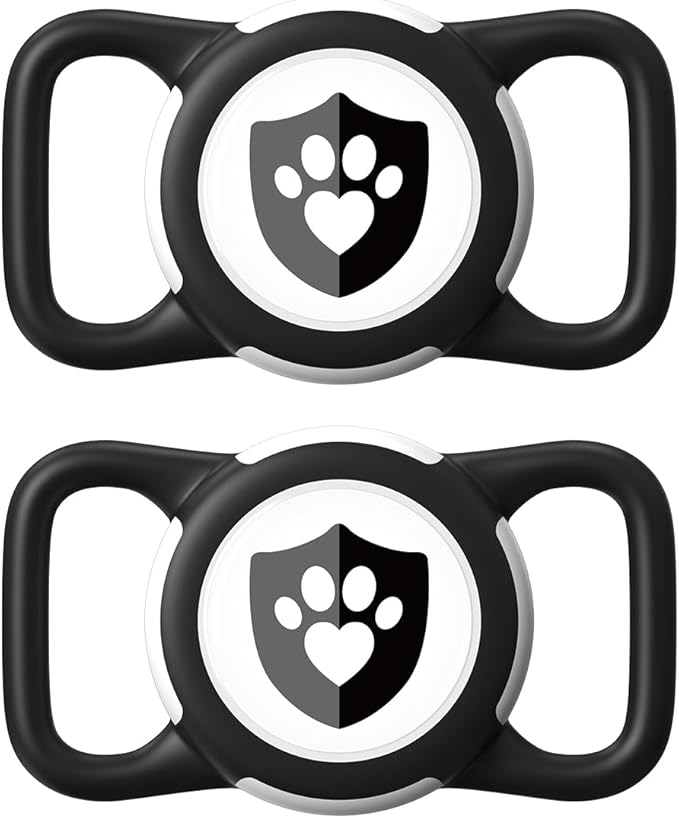 2 Pack Waterproof AirTag Dog Collar Holder for Apple Tracker Black