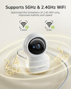 ZUMIMALL Security Camera Indoor, 5G/2.4G WiFi Baby Monitor with Camera and Audio, 2K Wired Pet Cameras for Home Security, One-Click Call, Auto Tracking, Cry/PIR/AI Detection, Alexa/ONVIF/Cloud