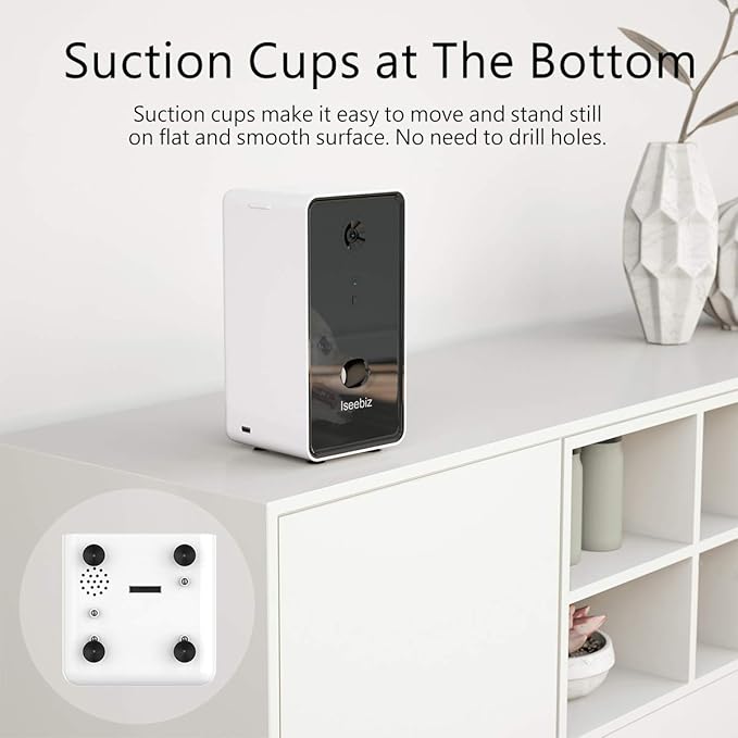 Iseebiz Pet Camera Treat Dispenser, 2 Way Audio Talk Listen, 5G WiFi, 1080P Night Vision Cat Dog Cam, App Control Tossing, Multi Devices Login, Compatible with Alexa, Play with Your Dogs and Cats