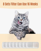 oneisall 8 Pack Replacement Filters for PWF-001 2L/67oz Cat Water Fountain Stainless Steel Water Fountain for Cats Inside, 3 Filtration System