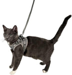 Travel Cat Harness and Leash Set - Adjustable Fit Mesh Cat Harness and Reflective Strap - Comfort Walking Vest for Kitten for Outdoor Walking, Hiking (Large, Grey)