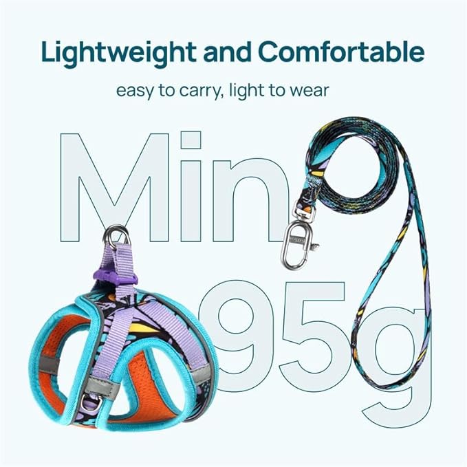 Cat Harness and Leash Set, Step-in Escape Proof Adjustable Vest Harness for Small Medium Large Cats, Lightweight Soft Breathable Reflective Kitten Harness for Walking Travel, Camping(Butterfly, L)