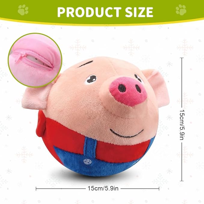 Dog Toys for Small Large Dogs,Puppy Toys to Keep Them Busy,Moving Interactive Squeaky Dog Toy,Active Moving Pet Plush Toy,Small Dog Toys (Red Pig)