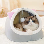 12.9 inch Semi-Enclosed All-Season Cat Bed, Removable and Washable Cat Beds for Indoor Cats, Comfortable Cat House for Cats to Play and Sleep in