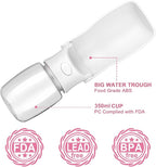 Portable Dog Water Bottle - Foldable Dog Water Dispenser | Leak Proof & Food Grade Plastic Travel | Pet Water Bottle for Cat Outdoor Walking Hiking Travel（US） (White, 12oz)