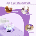 ZTJ Steam Brush for Dogs and Cats – 3-in-1 Pet Grooming Tool for Cleaning, Detangling, Massaging – Nano Steam, Hair Catcher, 360° Handle (Purple)