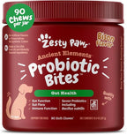 Zesty Paws Probiotics for Dogs, Digestive Enzymes Gut Flora, Digestive Health, Diarrhea & Bowel Support, DE111, Dog Probiotics Soft Chew for Pet Immune System, Chicken, 90 Ct