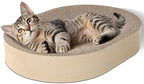 ComSaf Cat Scratching Board - Cat Scratcher Bed for Indoor Cats, Corrugated Cardboard Cat Scratch Pad, Durable Oval Cat Scratcher Bed Bowl for Kitten, Furniture Protector