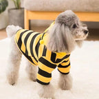Funny Dog Hoodie Sweatshirt, Holiday Cat Sweater, Warm Clothes for Small Dogs, Yellow Cat Outfit, Puppy Hooded Coat, Pet Bee Costume for Halloween Christmas (Yellow, X-Large)