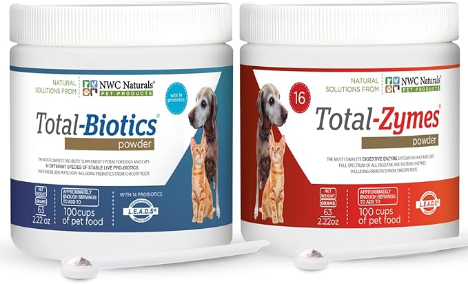 NWC Naturals Mini-Twin Pack 2.22oz Probiotics and Digestive Enzymes for cats and dogs. Smaller Size.
