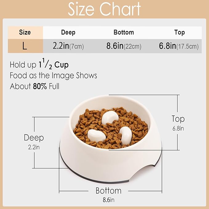 Super Design Slow Feeder Dog Bowl, 1.5 Cup, Non-Slip, Heat-Resistant, Suitable for Medium to Large Dogs
