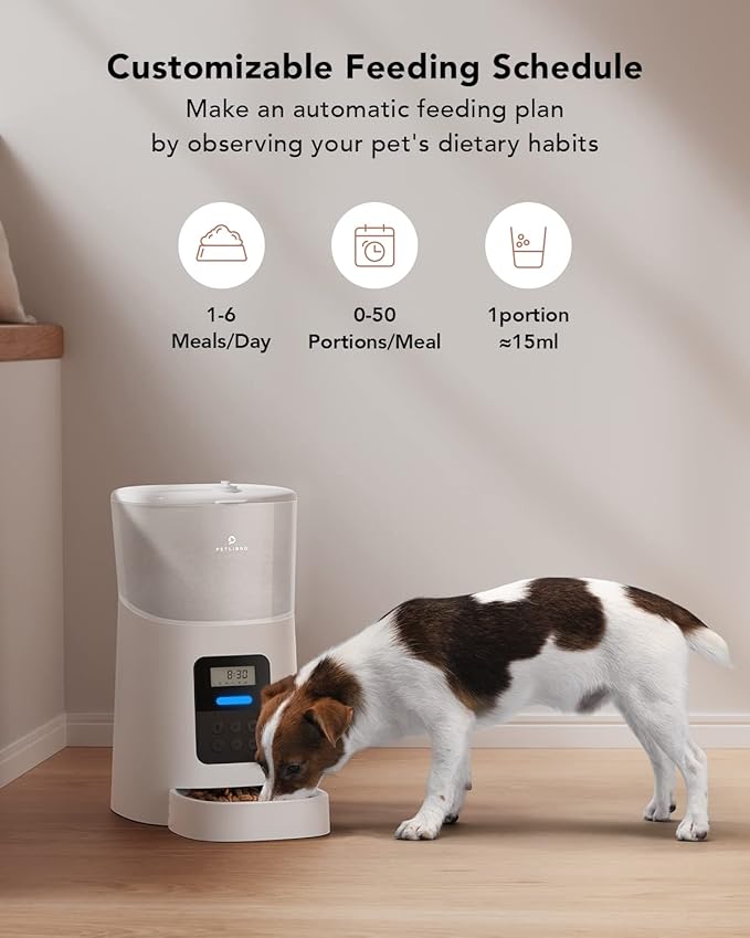 PETLIBRO Automatic Cat Feeder, 6L Auto Pet Cat Dry Food Dispenser with Clog-Free Design, Low Food LED Indication, 0-50 Portion Control for 1-6 Meals Daily, 10s Voice Recorder for Small & Medium Pets