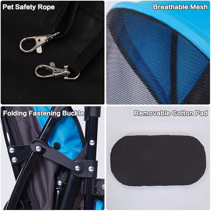 Sunny Sonny Foldable Jogger Pet Stroller with Weather Cover Storage Basket Pet Travel Carrier for S/M Dogs Cats up to 33lbs (Black)