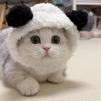 JOICEE Cute Cat Costume - Warm Bear Hat for Small Pets (Black & White)
