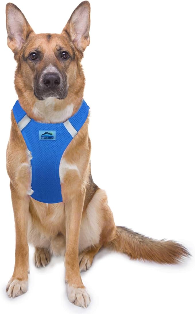 DOGGIE DESIGN American River Solid Ultra Choke-Free Dog Harness - Cobalt Blue (XXX-Large)