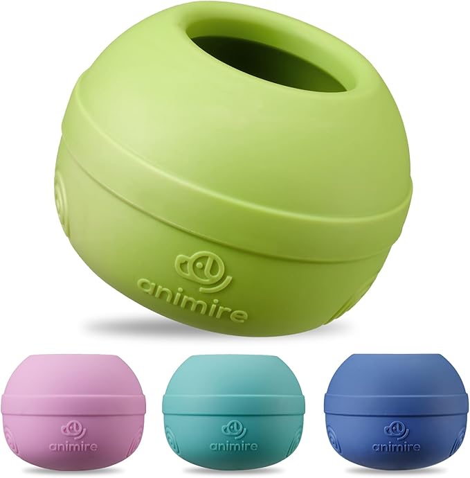 Long-Lasting Interactive Dog Lick Toy, Stuffable Dog Enrichment to Keep Dogs Busy, Wobbly Treat Dispensing Freezable Licking Toys, Food-Grade Safe (Green,M)