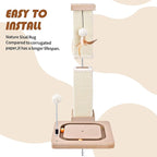 27" Cat Scratching Post, Sisal Cat Scratcher with Interactive Track Balls and Hanging Balls, Vertical Scratching Posts for Indoor Cats and Kittens
