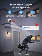 Noorio Wireless Security Cameras for Home Security, Battery-Powered 1080P Indoor/Outdoor Camera Magnetic, AI Detection, Free Local Storage, Color Night Vision, IP66 Weatherproof, 2.4G WiFi Only